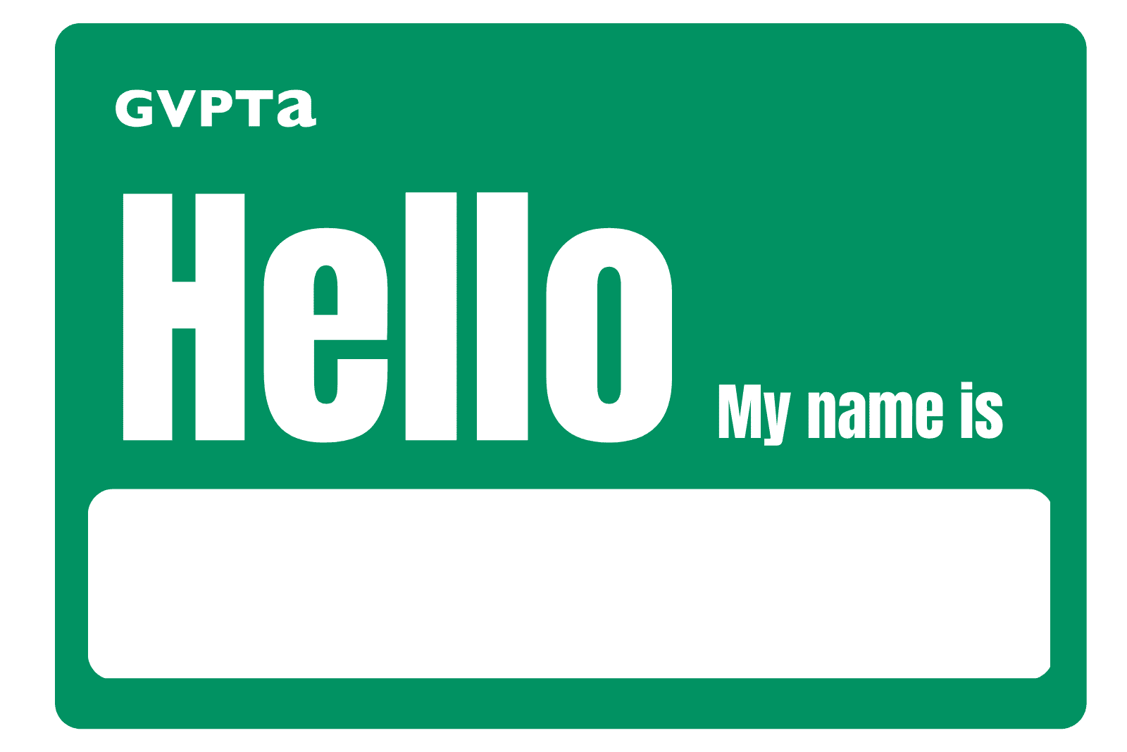 Hello program graphic; "Hello, my name is..."